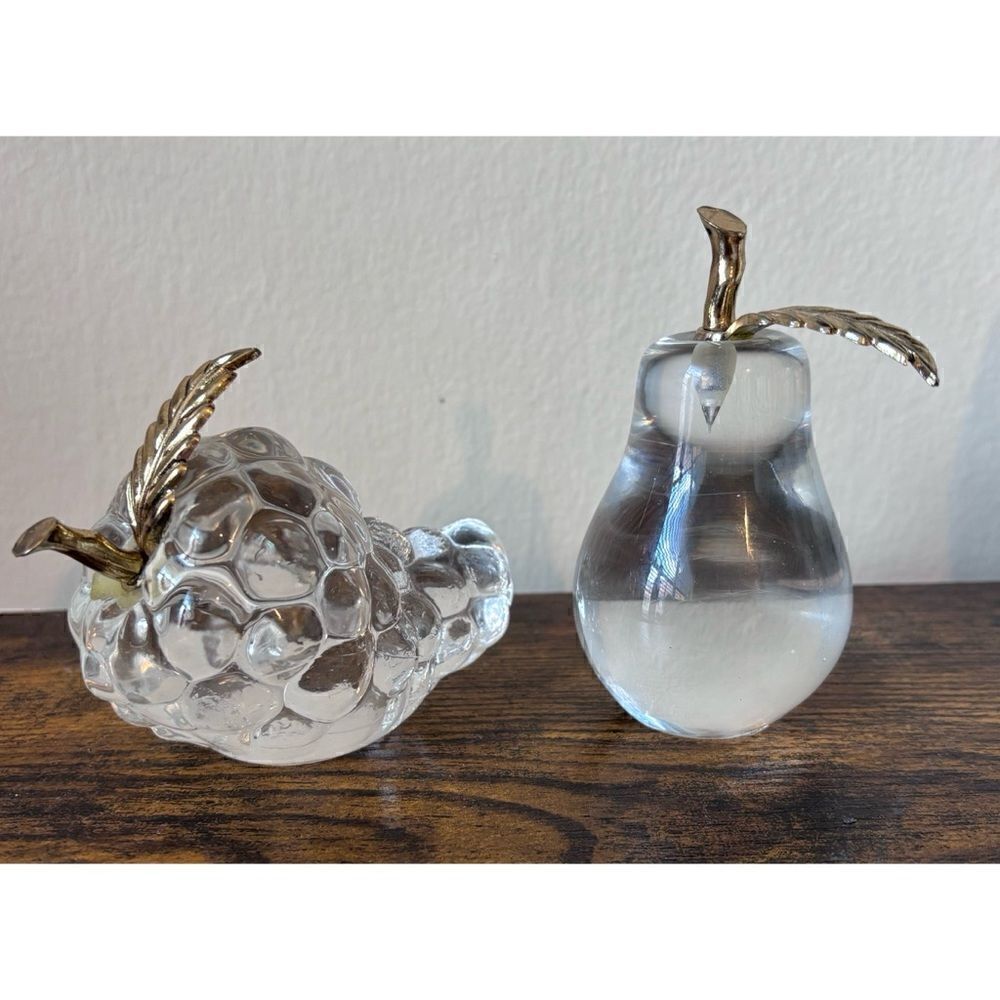 Mid century,  Italian,  handblown, glass, decorative grape and pear.